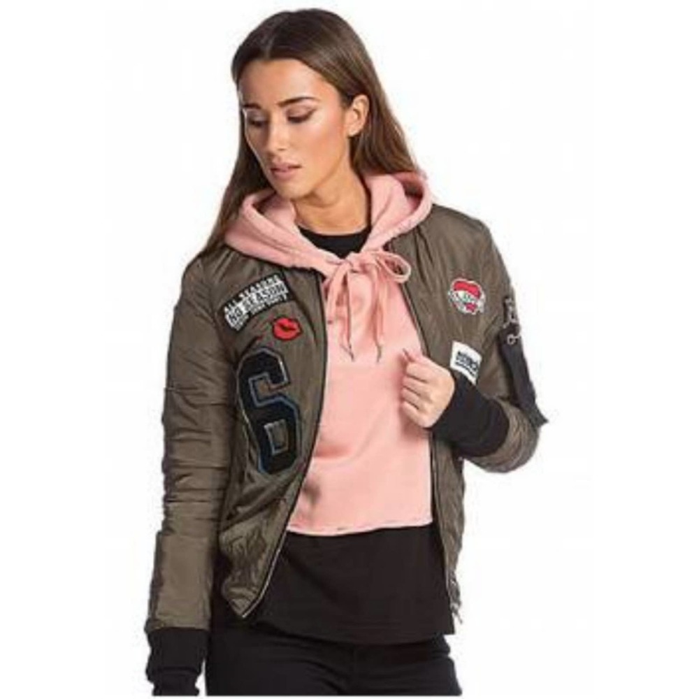 Sixth june Parisiennes green bomber patch jacket